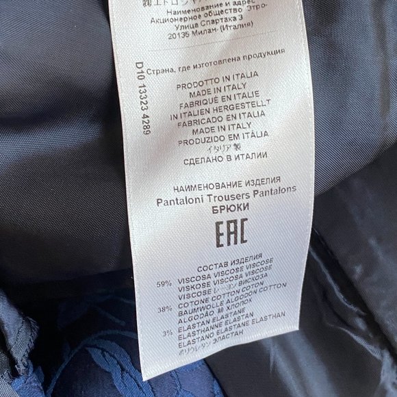 ETRO Tailored Blue Jacquard chino trousers Large EUR 48 / US 12 - Picture 4 of 10